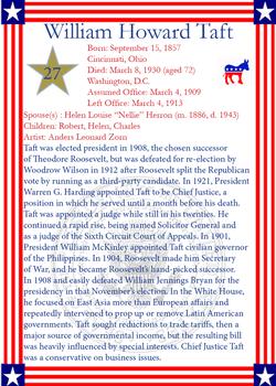 2020 J2 Cards U.S. Presidents #27 William Howard Taft Back