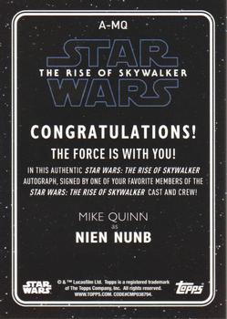 2020 Topps Star Wars: The Rise of Skywalker Series 2  - Autographs #A-MQ Mike Quinn Back