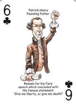 2019 Hero Decks Heroes of the American Revolution Playing Cards #6♣ Patrick Henry Front