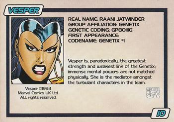1993 Marvel UK Gene #10 Vesper Back