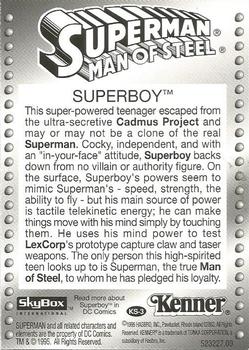 1995 SkyBox Kenner Superman Man of Steel #KS-3 Superboy Back