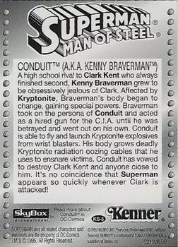 1995 SkyBox Kenner Superman Man of Steel #KS-5 Conduit Back