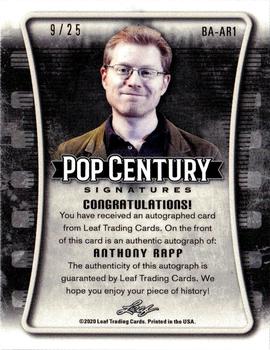 2020 Leaf Metal Pop Century - Blue #BA-AR1 Anthony Rapp Back