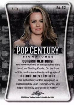 2020 Leaf Metal Pop Century - Blue #BA-AS1 Alicia Silverstone Back