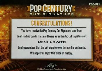 2020 Leaf Metal Pop Century - Pop Century Cuts #PCC-DL1 Demi Lovato Back