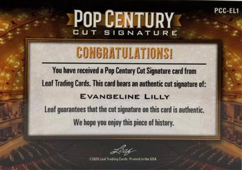 2020 Leaf Metal Pop Century - Pop Century Cuts #PCC-EL1 Evangeline Lilly Back
