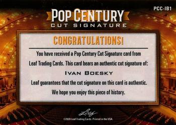 2020 Leaf Metal Pop Century - Pop Century Cuts #PCC-IB1 Ivan Boesky Back