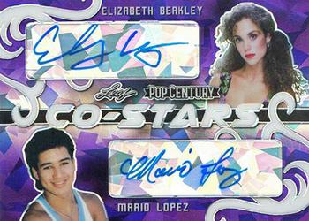 2020 Leaf Metal Pop Century - Co-Stars Dual Autographs Purple #CS-08 Elizabeth Berkley / Mario Lopez Front
