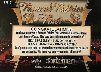 2020 Leaf Metal Pop Century - Famous Fabrics 4 Gold #FFF-01 Elvis Presley / Buddy Holly / Frank Sinatra / Bing Crosby Back
