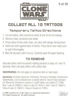 2008 Topps Star Wars The Clone Wars Stickers - Temporary Tattoos #5 Anakin Back