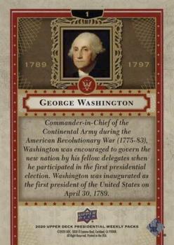 2020 Upper Deck Presidential Weekly Packs #1 George Washington Back