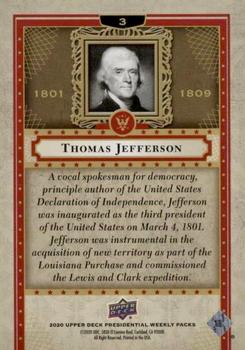 2020 Upper Deck Presidential Weekly Packs #3 Thomas Jefferson Back