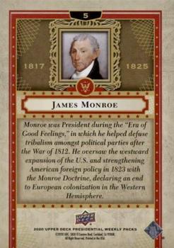2020 Upper Deck Presidential Weekly Packs #5 James Monroe Back
