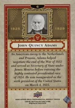 2020 Upper Deck Presidential Weekly Packs #6 John Quincy Adams Back