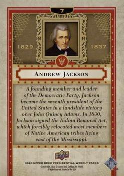 2020 Upper Deck Presidential Weekly Packs #7 Andrew Jackson Back
