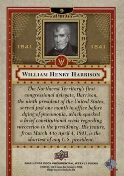 2020 Upper Deck Presidential Weekly Packs #9 William Henry Harrison Back