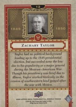 2020 Upper Deck Presidential Weekly Packs #12 Zachary Taylor Back