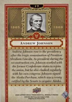 2020 Upper Deck Presidential Weekly Packs #17 Andrew Johnson Back