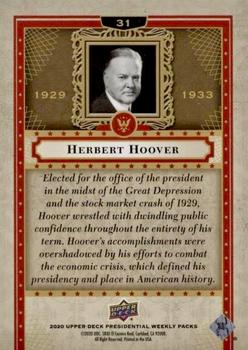 2020 Upper Deck Presidential Weekly Packs #31 Herbert Hoover Back