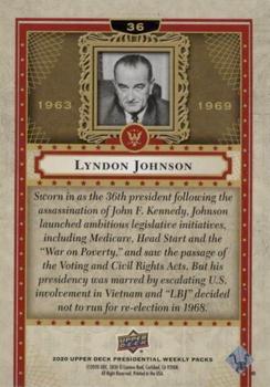 2020 Upper Deck Presidential Weekly Packs #36 Lyndon B. Johnson Back