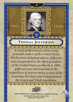 2020 Upper Deck Presidential Weekly Packs - Blue #3 Thomas Jefferson Back