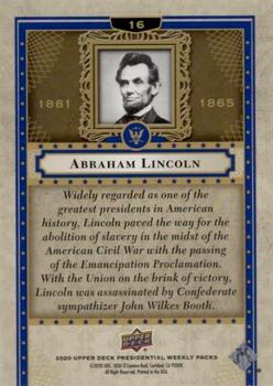 2020 Upper Deck Presidential Weekly Packs - Blue #16 Abraham Lincoln Back