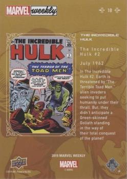 2019 Upper Deck Marvel Weekly #18 The Incredible Hulk Back