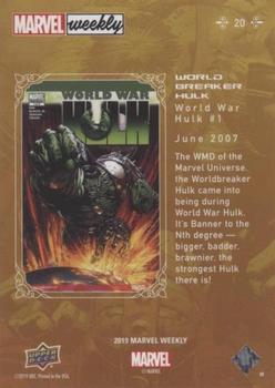 2019 Upper Deck Marvel Weekly #20 World Breaker Hulk Back