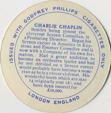 1924 Godfrey Phillips Cinema Stars (Circular) #NNO Charlie Chaplin Back