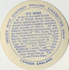 1924 Godfrey Phillips Cinema Stars (Circular) #NNO Ivy Duke Back