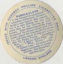 1924 Godfrey Phillips Cinema Stars (Circular) #NNO Harold Lloyd Back