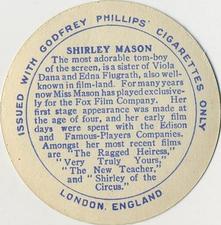1924 Godfrey Phillips Cinema Stars (Circular) #NNO Shirley Mason Back