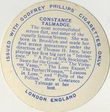 1924 Godfrey Phillips Cinema Stars (Circular) #NNO Constance Talmadge Back