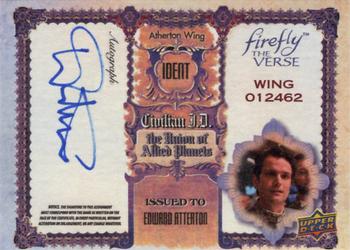 2015 Upper Deck Firefly: The Verse - Autographs #EA Edward Atterton Front