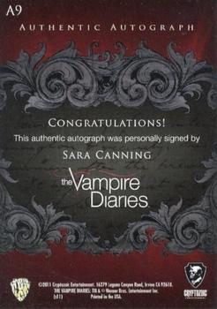 2011 Cryptozoic The Vampire Diaries Season 1 - Autographs #A9 Sara Canning Back