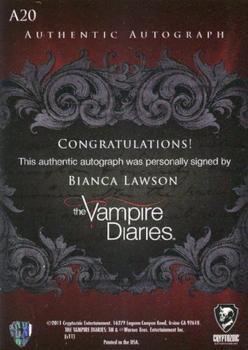 2011 Cryptozoic The Vampire Diaries Season 1 - Autographs #A20 Bianca Lawson Back