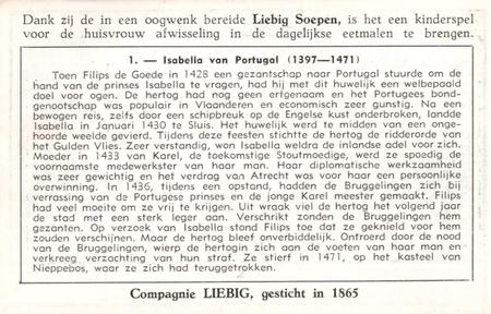 1951 Liebig Vreemde Prinsessen in Belgie (Princesses Visiting Belgium) (Dutch Text) (F1527, S1518) #1 Isabella van Portugal (1397-1471) Back