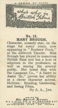 1927 The Spinet House Who's Who in British Films #15 Mary Brough Back