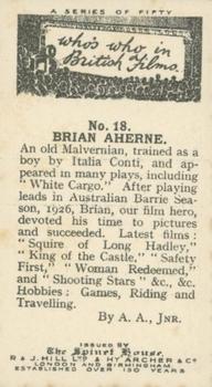 1927 The Spinet House Who's Who in British Films #18 Brian Aherne Back