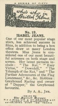 1927 The Spinet House Who's Who in British Films #19 Isabel Jeans Back
