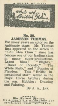 1927 The Spinet House Who's Who in British Films #20 Jameson Thomas Back