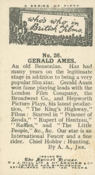 1927 The Spinet House Who's Who in British Films #26 Gerald Ames Back