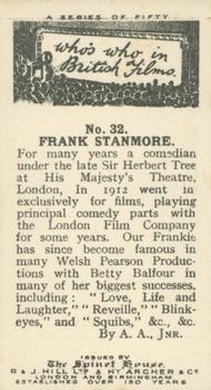 1927 The Spinet House Who's Who in British Films #32 Frank Stanmore Back
