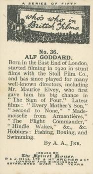 1927 The Spinet House Who's Who in British Films #36 Alf Goddard Back