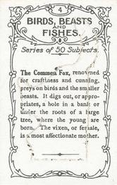 1924 Wills's Birds, Beasts, and Fishes #4 The Common Fox Back