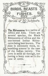 1924 Wills's Birds, Beasts, and Fishes #31 The Rhinoceros Back
