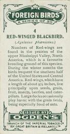 1924 Ogden's Foreign Birds #4 Red-winged Blackbird Back
