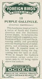 1924 Ogden's Foreign Birds #18 Purple Gallinule Back