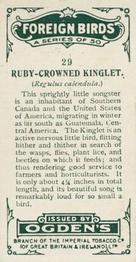 1924 Ogden's Foreign Birds #29 Ruby-crowned Kinglet Back