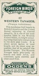 1924 Ogden's Foreign Birds #42 Western Tanager Back